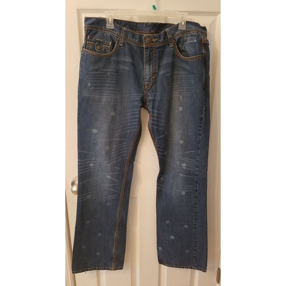 vtg BLAC LABEL bootcut denim blue jeans sz 38 tag cowboy embroidered 90s 00s y2k